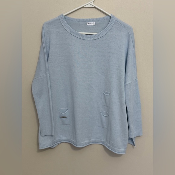 MerSea Womens Oversized Catalina Knit Sweater One Size P Blue Pockets Minimalist - Picture 2 of 11